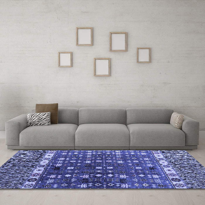Machine Washable Abstract Blue Modern Rug in a Living Room, wshabs4944blu