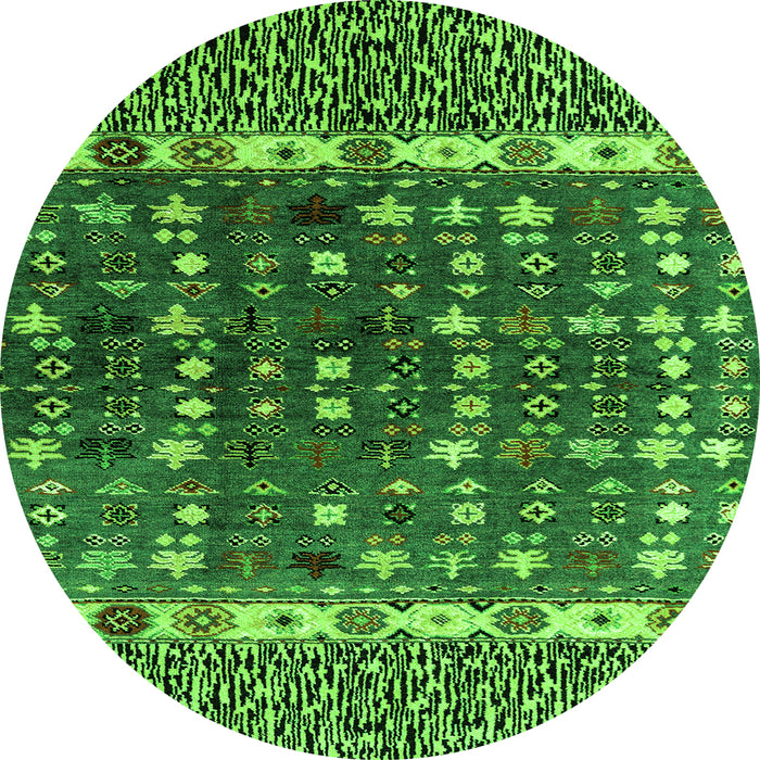 Round Machine Washable Abstract Green Modern Area Rugs, wshabs4944grn