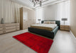 Abstract Red Modern Rug in a Bedroom, abs4945