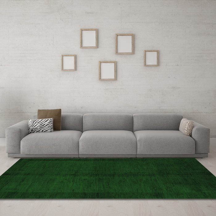 Machine Washable Abstract Emerald Green Modern Area Rugs in a Living Room,, wshabs4945emgrn