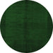 Round Abstract Emerald Green Modern Rug, abs4945emgrn