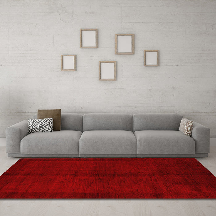 Machine Washable Abstract Orange Modern Area Rugs in a Living Room, wshabs4945org