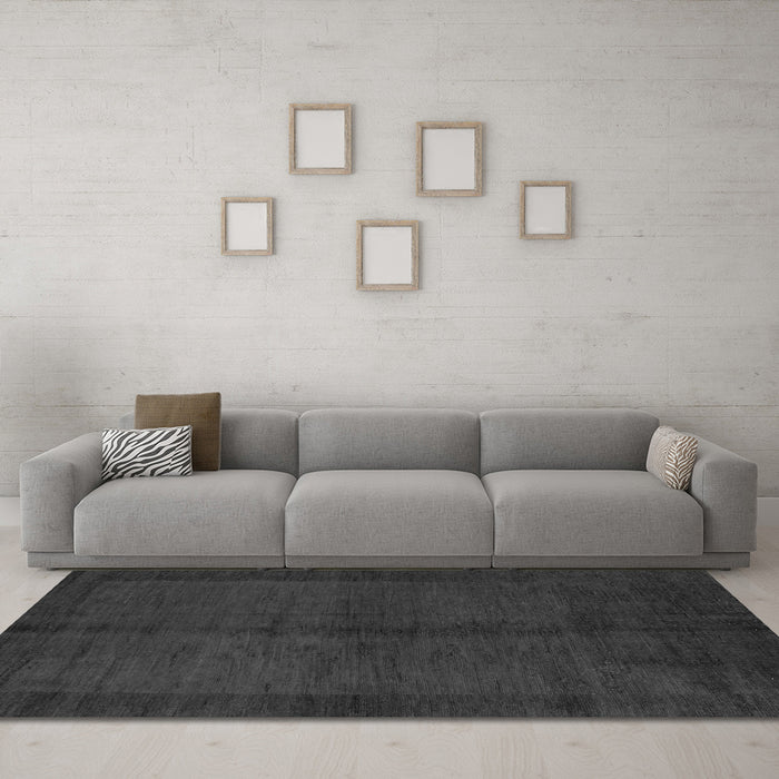 Machine Washable Abstract Gray Modern Rug in a Living Room,, wshabs4945gry