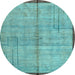 Round Abstract Light Blue Modern Rug, abs4946lblu