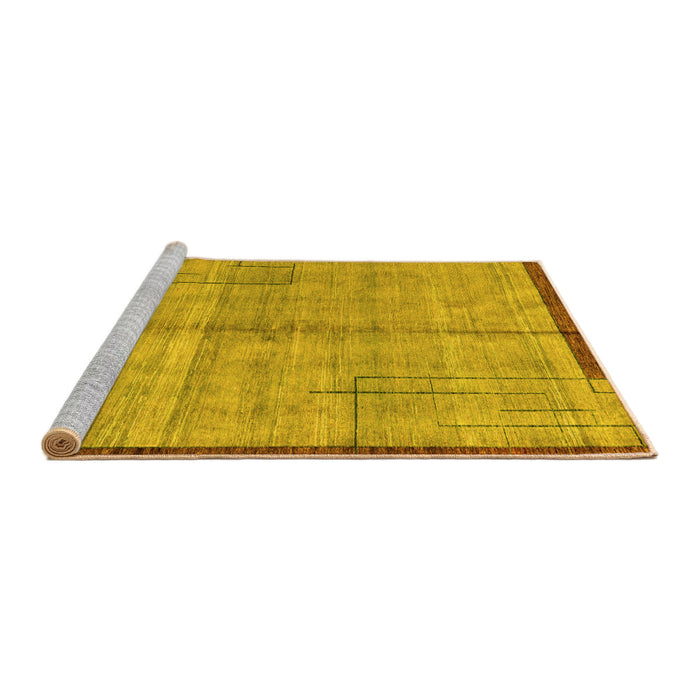 Sideview of Machine Washable Abstract Yellow Modern Rug, wshabs4946yw