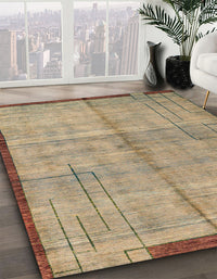 Abstract Dark Gold Brown Modern Rug, abs4946