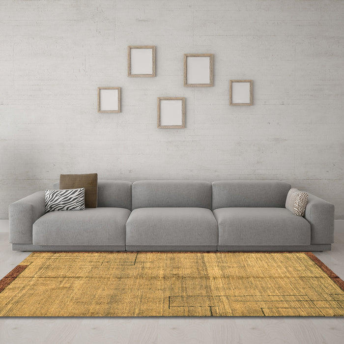 Machine Washable Abstract Brown Modern Rug in a Living Room,, wshabs4946brn