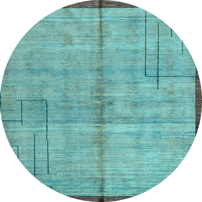 Round Machine Washable Abstract Light Blue Modern Rug, wshabs4946lblu