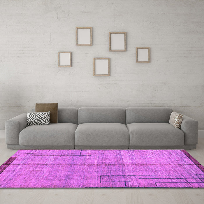 Machine Washable Abstract Purple Modern Area Rugs in a Living Room, wshabs4946pur