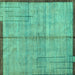 Square Machine Washable Abstract Turquoise Modern Area Rugs, wshabs4946turq