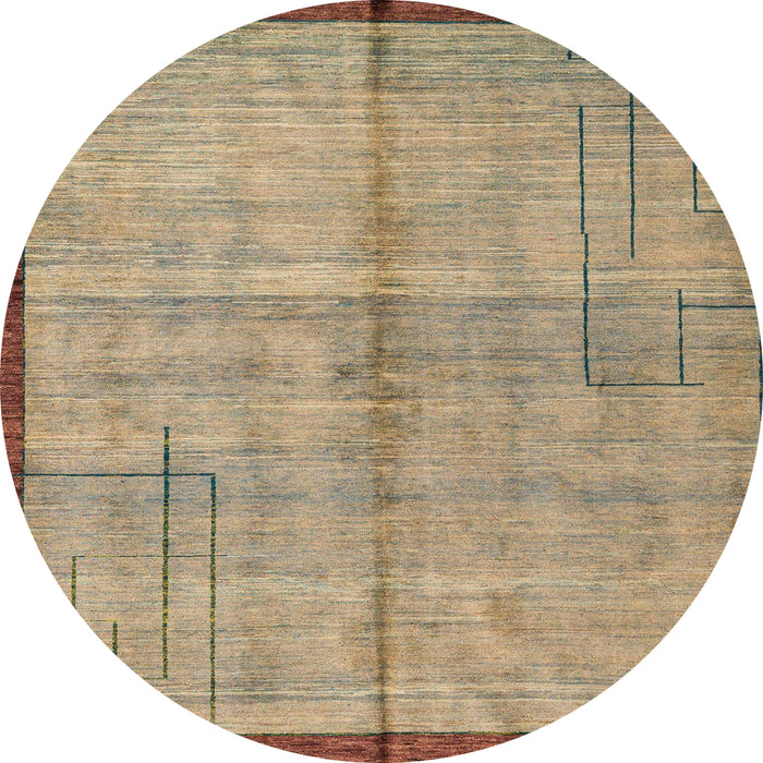 Round Abstract Dark Gold Brown Modern Rug, abs4946