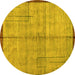 Round Abstract Yellow Modern Rug, abs4946yw