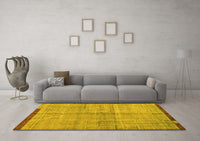 Machine Washable Abstract Yellow Modern Rug, wshabs4946yw