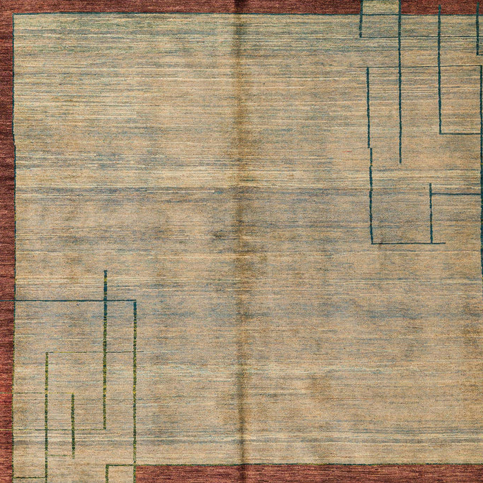 Square Abstract Dark Gold Brown Modern Rug, abs4946