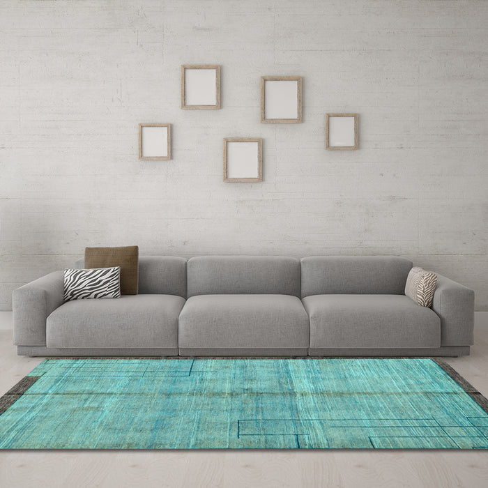 Machine Washable Abstract Light Blue Modern Rug in a Living Room, wshabs4946lblu