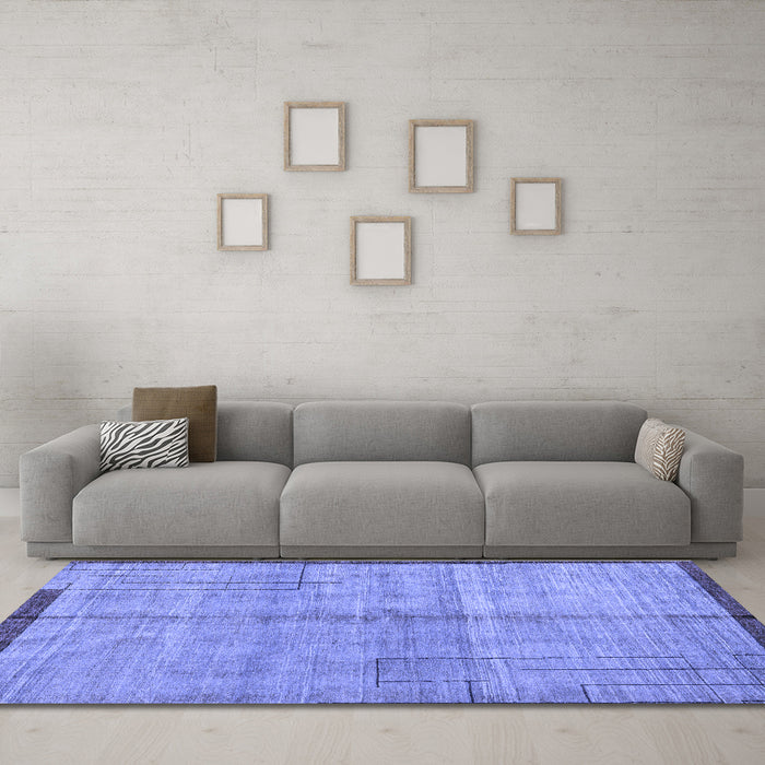 Machine Washable Abstract Blue Modern Rug in a Living Room, wshabs4946blu
