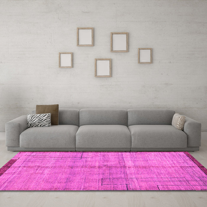 Machine Washable Abstract Pink Modern Rug in a Living Room, wshabs4946pnk