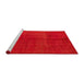 Sideview of Machine Washable Abstract Red Rug, wshabs4947