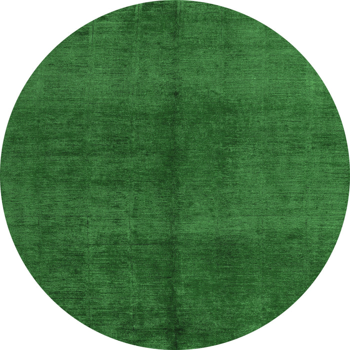 Round Machine Washable Abstract Emerald Green Modern Area Rugs, wshabs4947emgrn