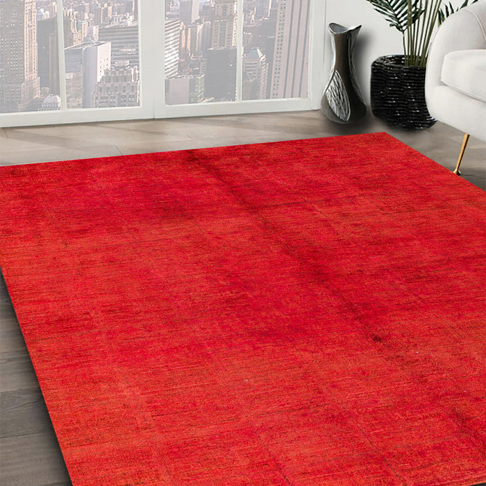 Machine Washable Abstract Red Rug in a Family Room, wshabs4947