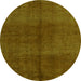 Round Abstract Green Modern Rug, abs4947grn