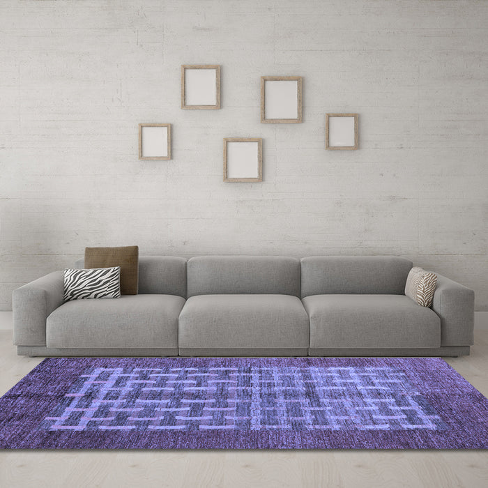 Machine Washable Abstract Blue Modern Rug in a Living Room, wshabs4948blu