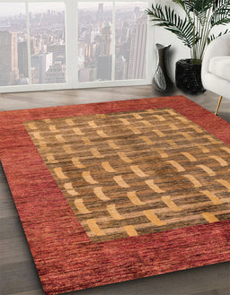 Abstract Orange Modern Rug in Family Room, abs4948