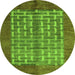 Round Abstract Green Modern Rug, abs4948grn