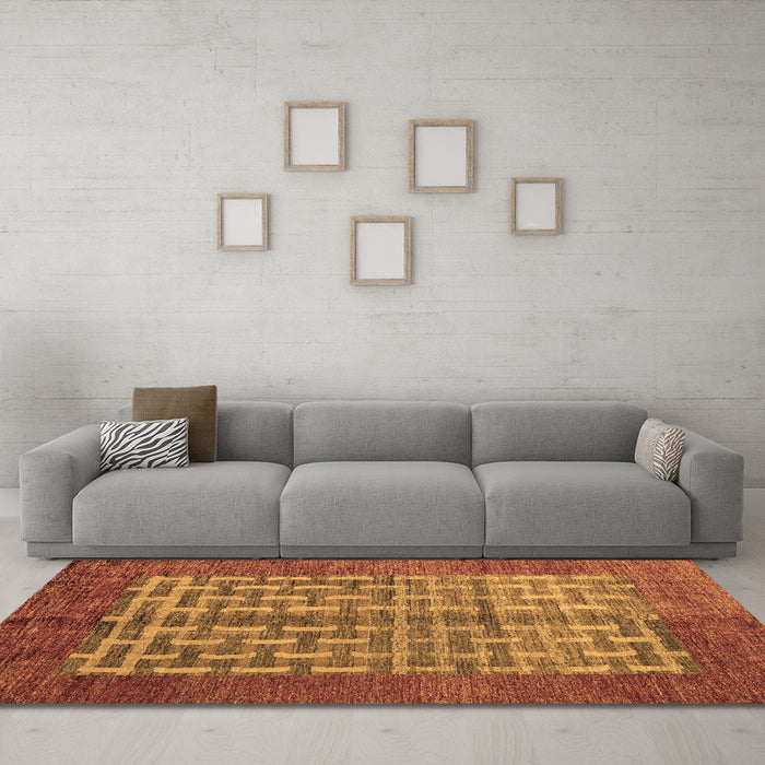 Machine Washable Abstract Brown Modern Rug in a Living Room,, wshabs4948brn