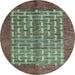 Round Abstract Light Blue Modern Rug, abs4948lblu