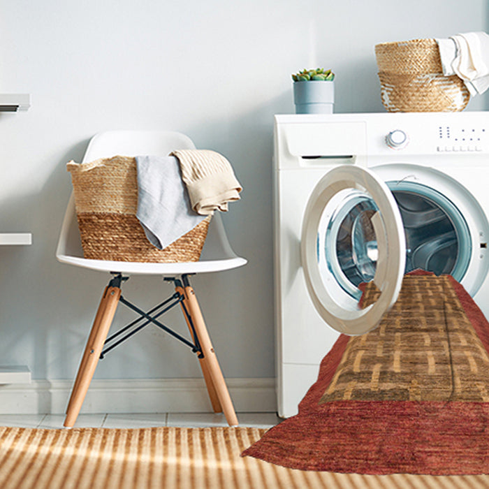 Machine Washable Abstract Orange Rug in a Washing Machine, wshabs4948