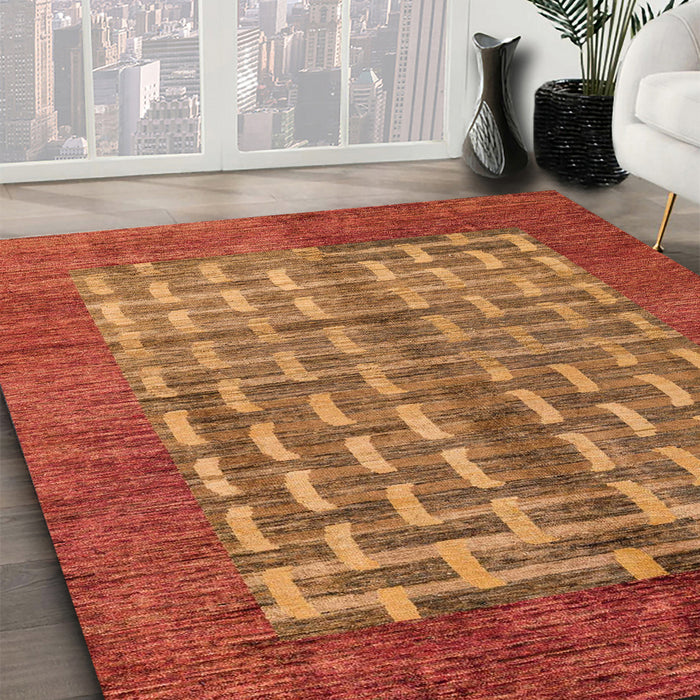 Abstract Orange Modern Rug in Family Room, abs4948