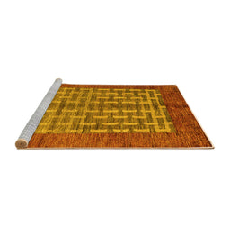 Sideview of Machine Washable Abstract Yellow Modern Rug, wshabs4948yw