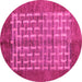 Round Machine Washable Abstract Pink Modern Rug, wshabs4948pnk