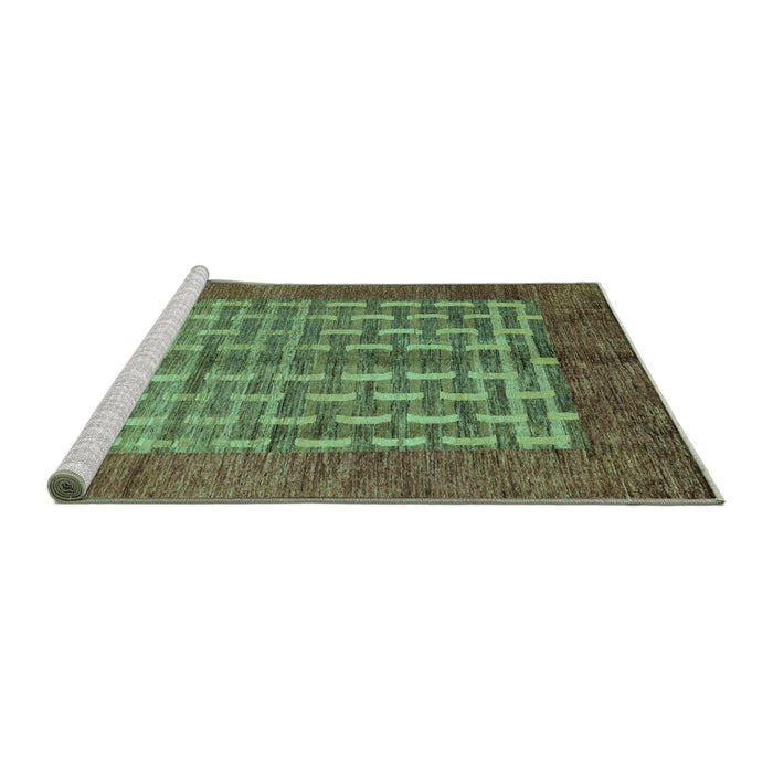 Sideview of Machine Washable Abstract Turquoise Modern Area Rugs, wshabs4948turq