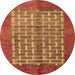 Round Machine Washable Abstract Orange Rug, wshabs4948