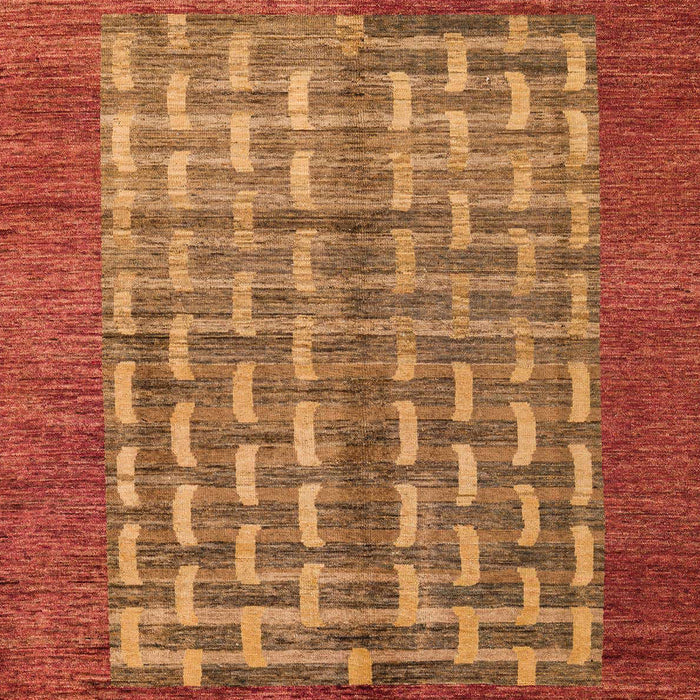 Machine Washable Abstract Orange Rug, wshabs4948