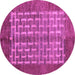 Round Abstract Purple Modern Rug, abs4948pur