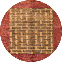 Round Abstract Orange Modern Rug, abs4948