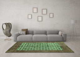 Machine Washable Abstract Turquoise Modern Area Rugs in a Living Room,, wshabs4948turq