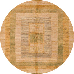 Round Machine Washable Abstract Orange Rug, wshabs4949