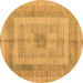 Round Abstract Brown Modern Rug, abs4949brn