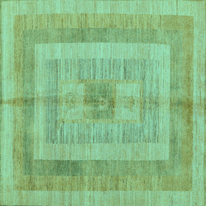 Square Abstract Turquoise Modern Rug, abs4949turq