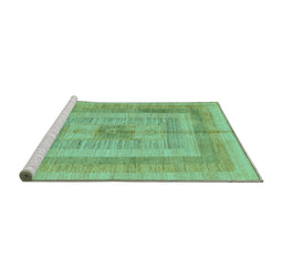 Sideview of Machine Washable Abstract Turquoise Modern Area Rugs, wshabs4949turq