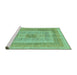 Sideview of Machine Washable Abstract Turquoise Modern Area Rugs, wshabs4949turq