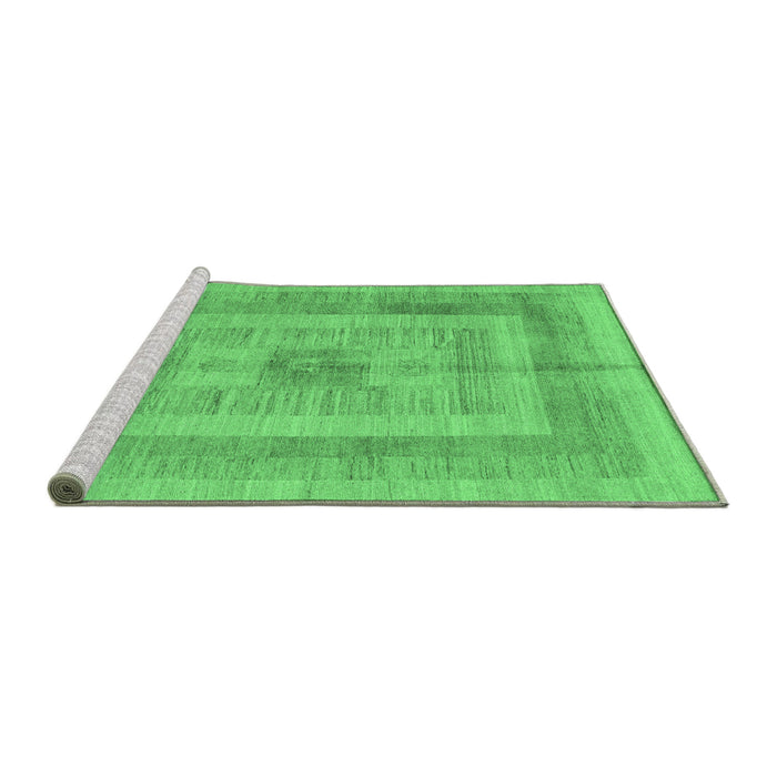 Sideview of Machine Washable Abstract Emerald Green Modern Area Rugs, wshabs4949emgrn