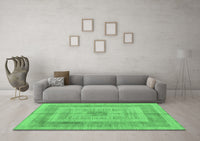 Machine Washable Abstract Emerald Green Modern Rug, wshabs4949emgrn