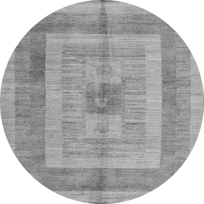 Round Machine Washable Abstract Gray Modern Rug, wshabs4949gry