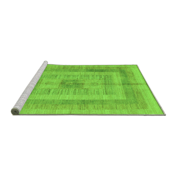 Sideview of Machine Washable Abstract Green Modern Area Rugs, wshabs4949grn
