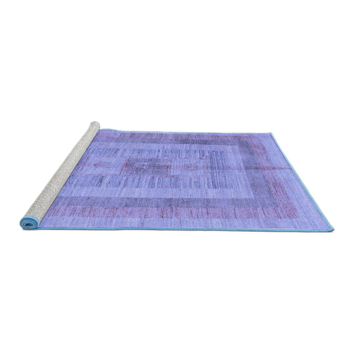 Sideview of Machine Washable Abstract Blue Modern Rug, wshabs4949blu